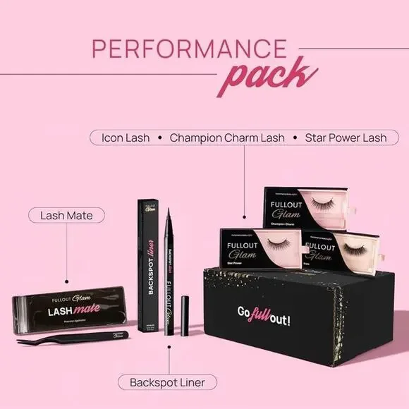 Full Out Glam Magnetic Eyelashes & Eyeliner Kit with Applicator – 3 Lash Sets